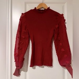 Decorative Puffy Sleeve Sweater